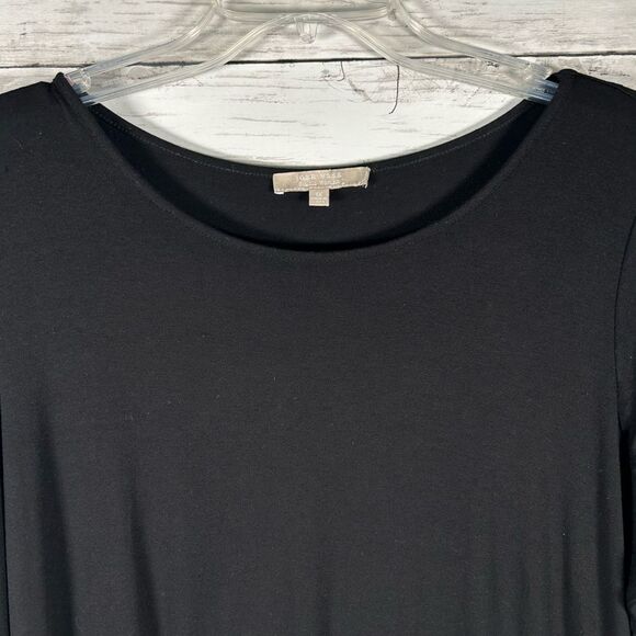 Joan Vass Long Black Tunic Top With Side Slits 1X - Picture 7 of 8
